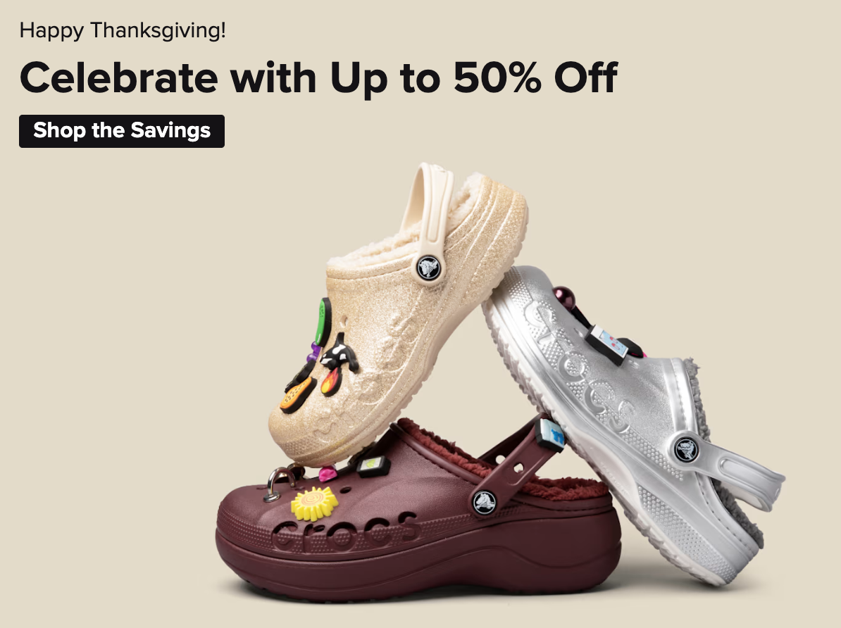 Crocs Canada Thanksgiving Sale Save up to 50 off + Extra 23 Off your