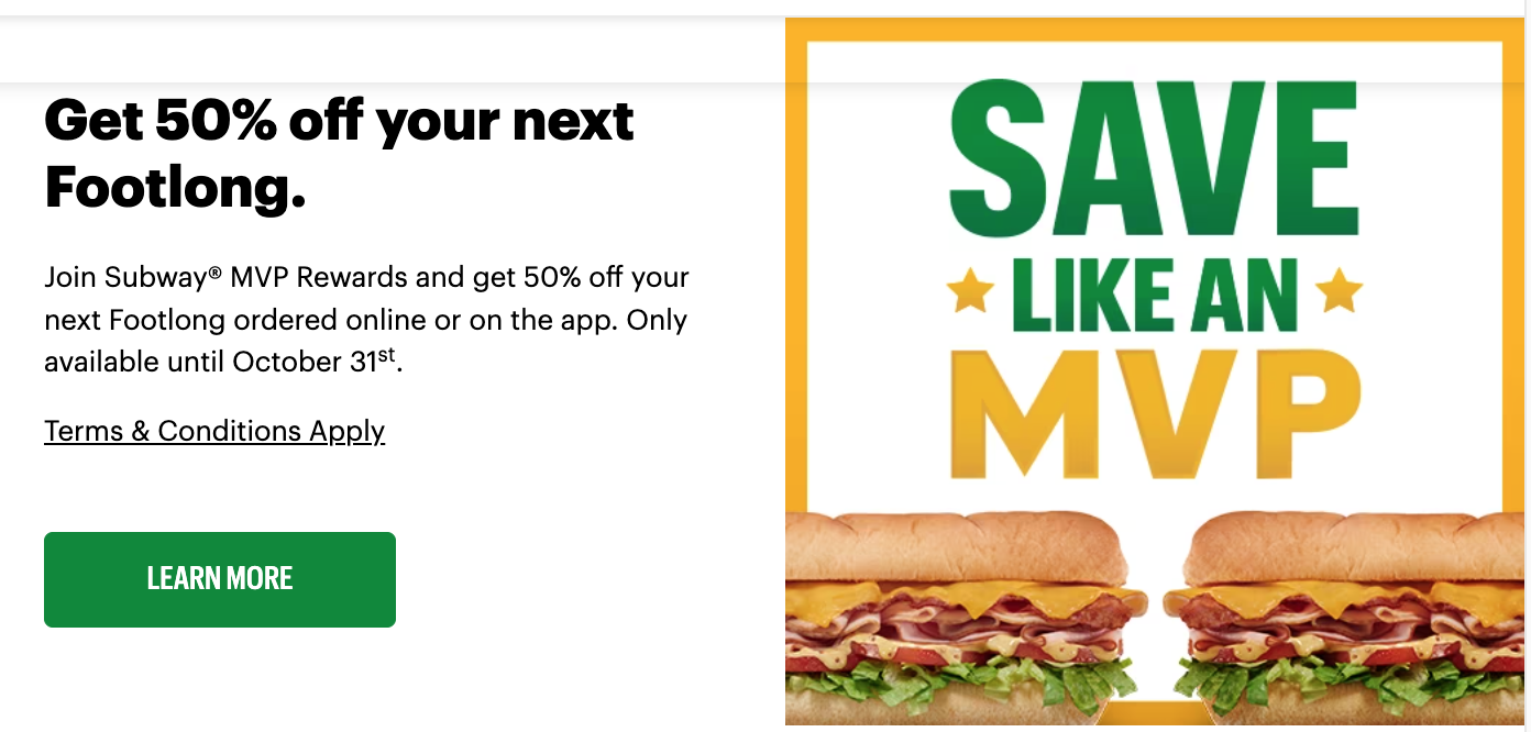 50% Off Subway Coupons – December 2023