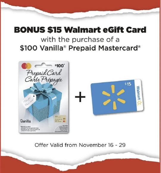 Walmart Canada: Bonus $15 Walmart eGift Card with $100 Vanilla Mastercard  Purchase + $20 Walmart eGift Card with $100 PlayStation Gift Card Purchase  + More - Canadian Freebies, Coupons, Deals, Bargains, Flyers