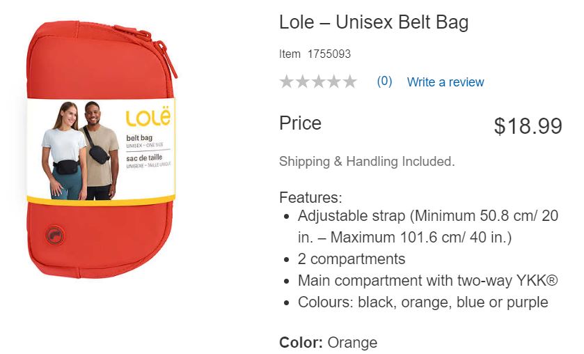 Costco Canada Black Friday Offers: Lole Belt Bags $18.99 *Online Exclusive*  - Canadian Freebies, Coupons, Deals, Bargains, Flyers, Contests Canada  Canadian Freebies, Coupons, Deals, Bargains, Flyers, Contests Canada