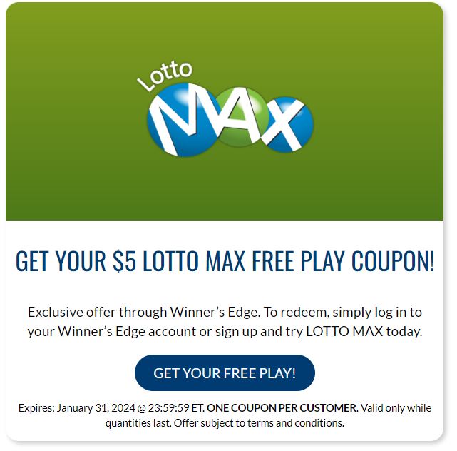 Lotto max on sale free play