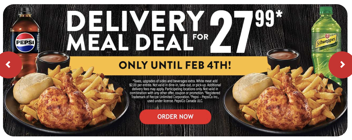 Swiss Chalet Canada Offers: Enjoy Two Quarter Chicken Dinners For Only 