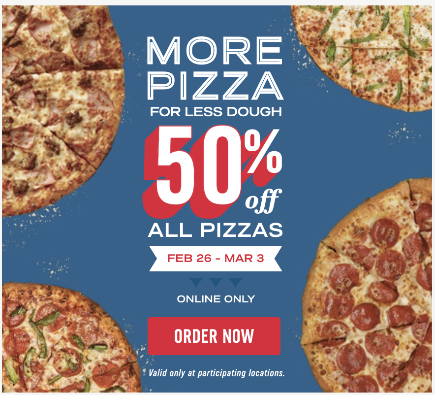 Domino’s Pizza Canada Special Offer: Save 50% Off All Pizzas - Canadian ...