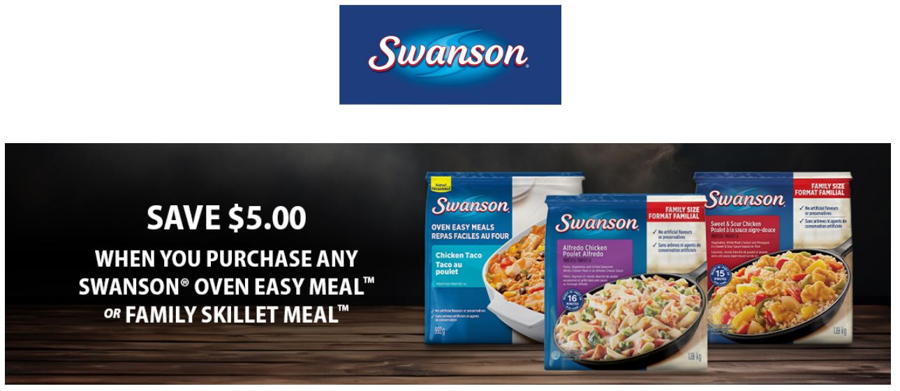 WebSaver Canada Coupons Save 5 on Swanson Oven Easy Meal or Family