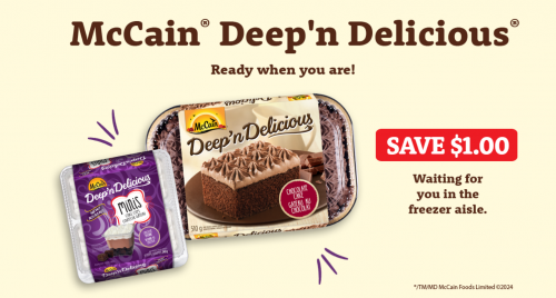 WebSaver Canada Coupons: Save $1 on McCain Deep’n Delicious