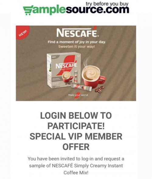 SampleSource Canada: Get a Free Sample of Nescafe Simply Creamy Instant Coffee Mix