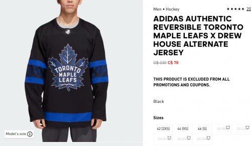 Adidas Canada + Outlet Deals: Reversible Toronto Maple Leafs x Drew House Alternate Jerseys for Only $78 (Regular $230) + More