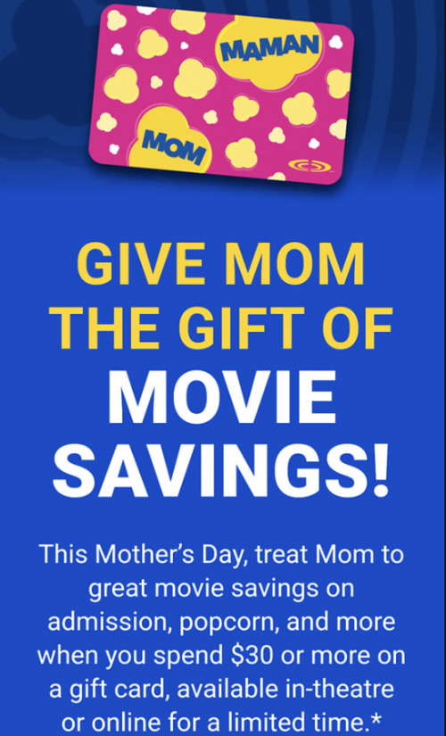 Cineplex Canada: Purchase A $30 Gift Card And Get A Gift Pack of Coupons