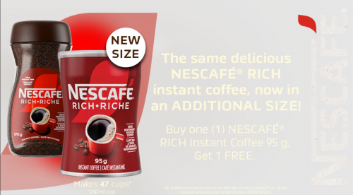 WebSaver Canada Coupons: Buy One Get One Free Nescafe Rich Instant Coffee