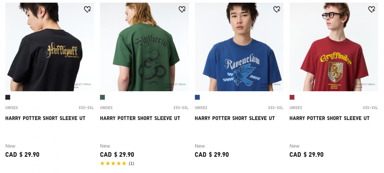 UNIQLO Canada Harry Potter Short Sleeve UT Collection Available Online