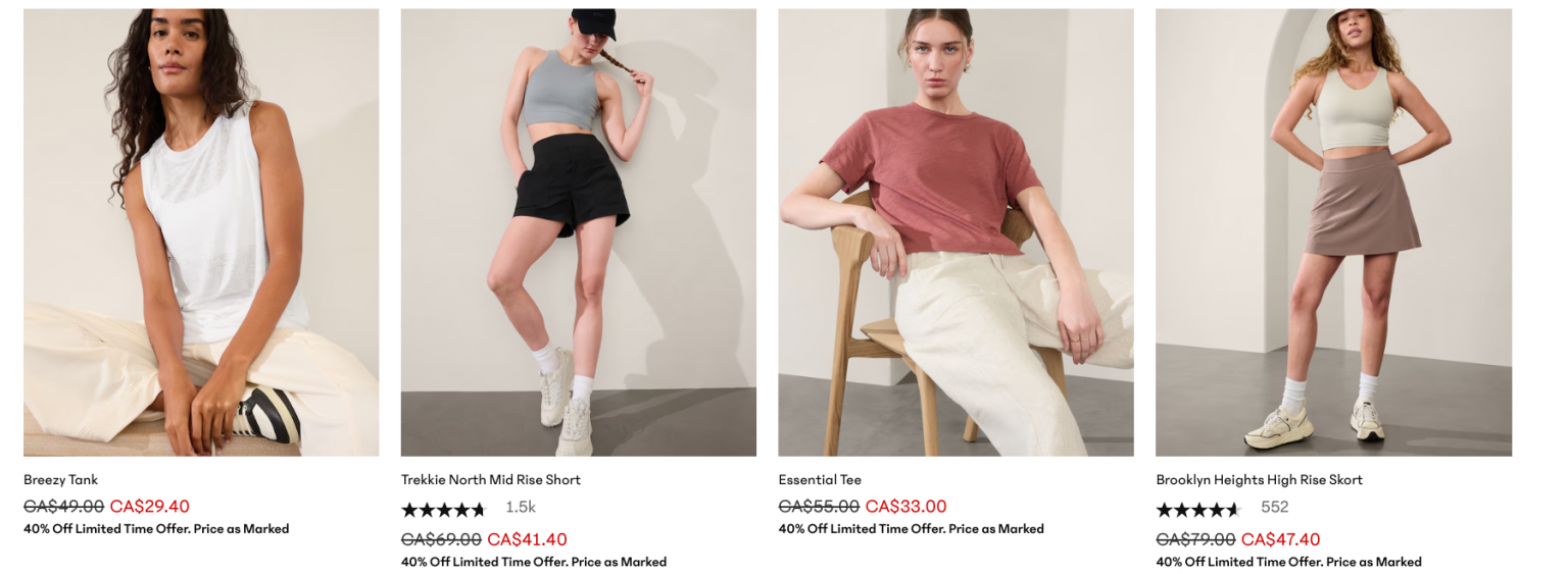 Athleta Canada Sale Save 40 Off Vacation Styles + EXTRA 30 Off Sale