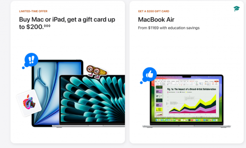 Apple Canada Education Offers: FREE $200 Apple Gift Card when you Buy Mac or iPad