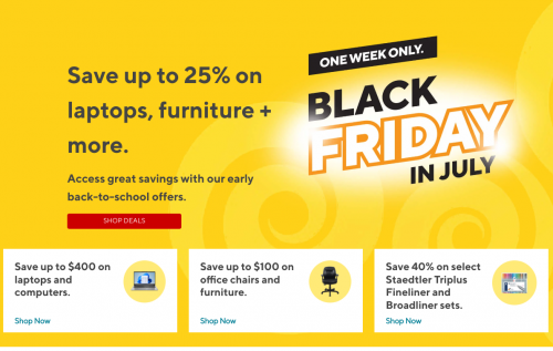 Staples Canada: Black Friday In July Sale up to 25% off + Red Dot Deals + More