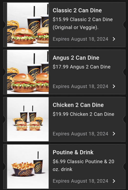 Harvey’s Canada app Coupons: Buy One Get One FREE Angus $7.49 or Veggie $6.79 Basic Burger + More Deals