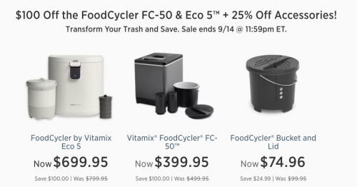 Vitamix Canada: Save $100 on Food Waste Recyclers + $25 off $100+ Purchase and Free Shipping