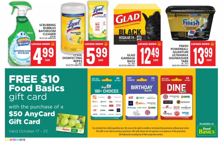 Food Basics and Metro Canada Get a Free 10 Gift Card with the