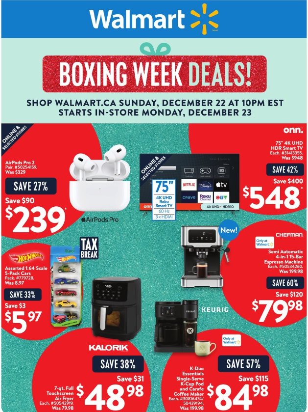 Walmart Canada Boxing Day Sales + Flyers Deals 2024 Save up to 45 on