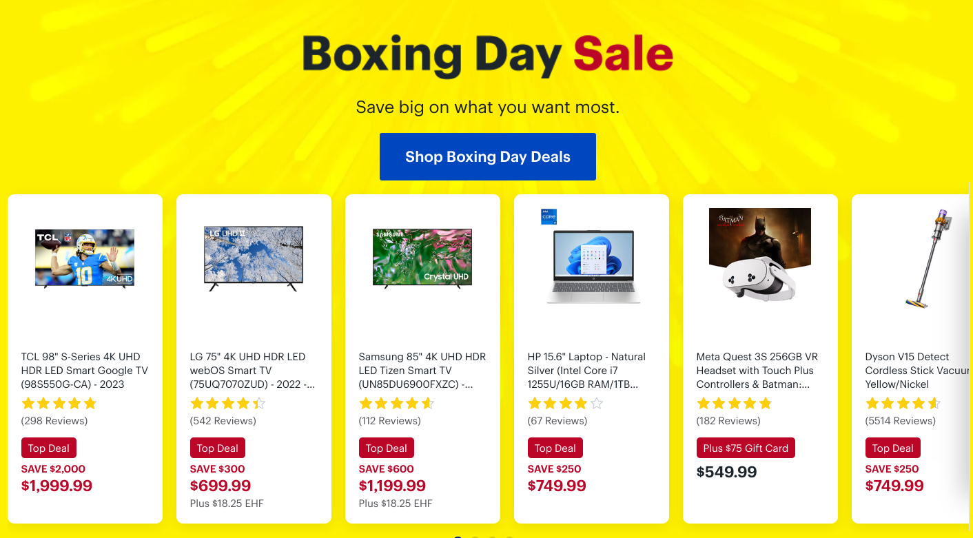 Best Buy Canada Boxing Day Sale Deals 2024 *LIVE* Canadian Freebies