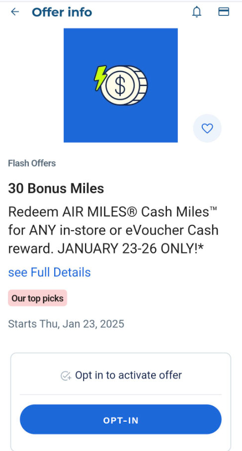 Air Miles Canada Flash Offers: Get 30 Bonus Miles When You Redeem for any Reward January 23rd – 26th