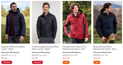 Mountain Warehouse Canada: Save 50% or More On Jackets + Sale up to 60% off