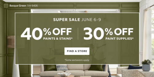 Sherwin Williams Canada Super Sale: Save 40% on Paints and Stains + 30% off Paint Supplies