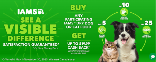 Iams Canada: $19.99 Cash Rebate When You Purchase Dry Pet Food