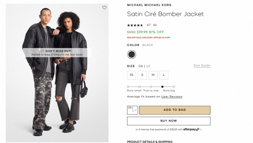 Michael Kors Canada: Sale up to 85% off + Extra 40% off