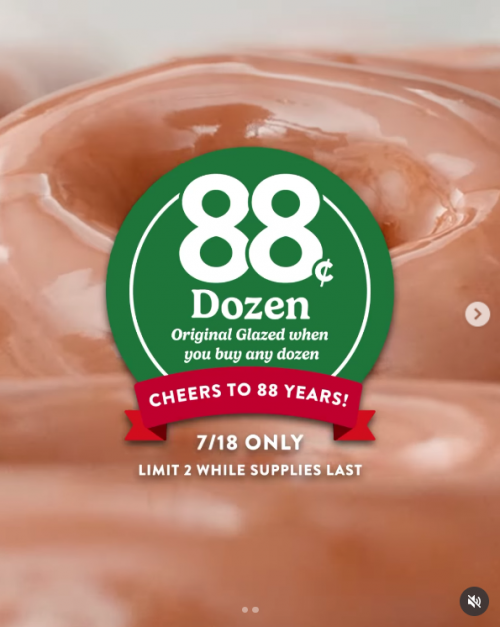 Krispy Kreme Doughnut Canada 88th Birthday Today Friday (7/18) Only