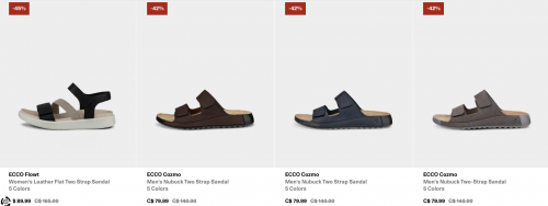 ECCO Shoes Canada: Sale up to 40% off + Extra 10% of $250+