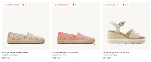 TOMS Canada Surprise Sale Deals: Save up to 70% Off