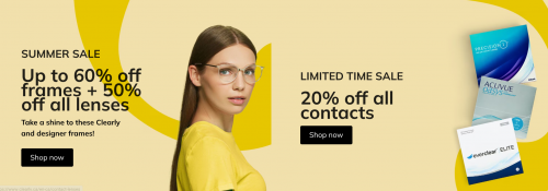 Clearly Canada: up to 60% off Frames + 50% off Lenses + 20% off all Contacts