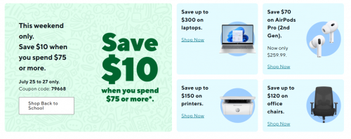 Staples Canada: Save $10 When You Spend $75 This Weekend With Promo Code + More