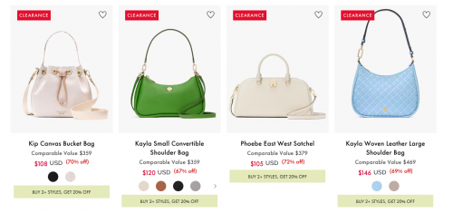 Kate Spade & Kate Spade Outlet: Clearance up to 70% off + Extra 20% off When You Buy 2 or More Styles