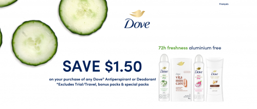 WebSaver Canada Coupons: Save $1.50 on Dove Deodorant or Antiperspirant