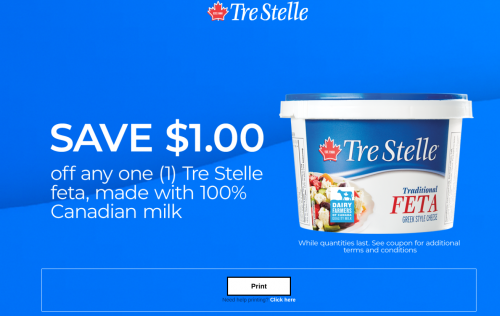 WebSaver Canada Coupons: Save $1 on Tre Stelle Feta