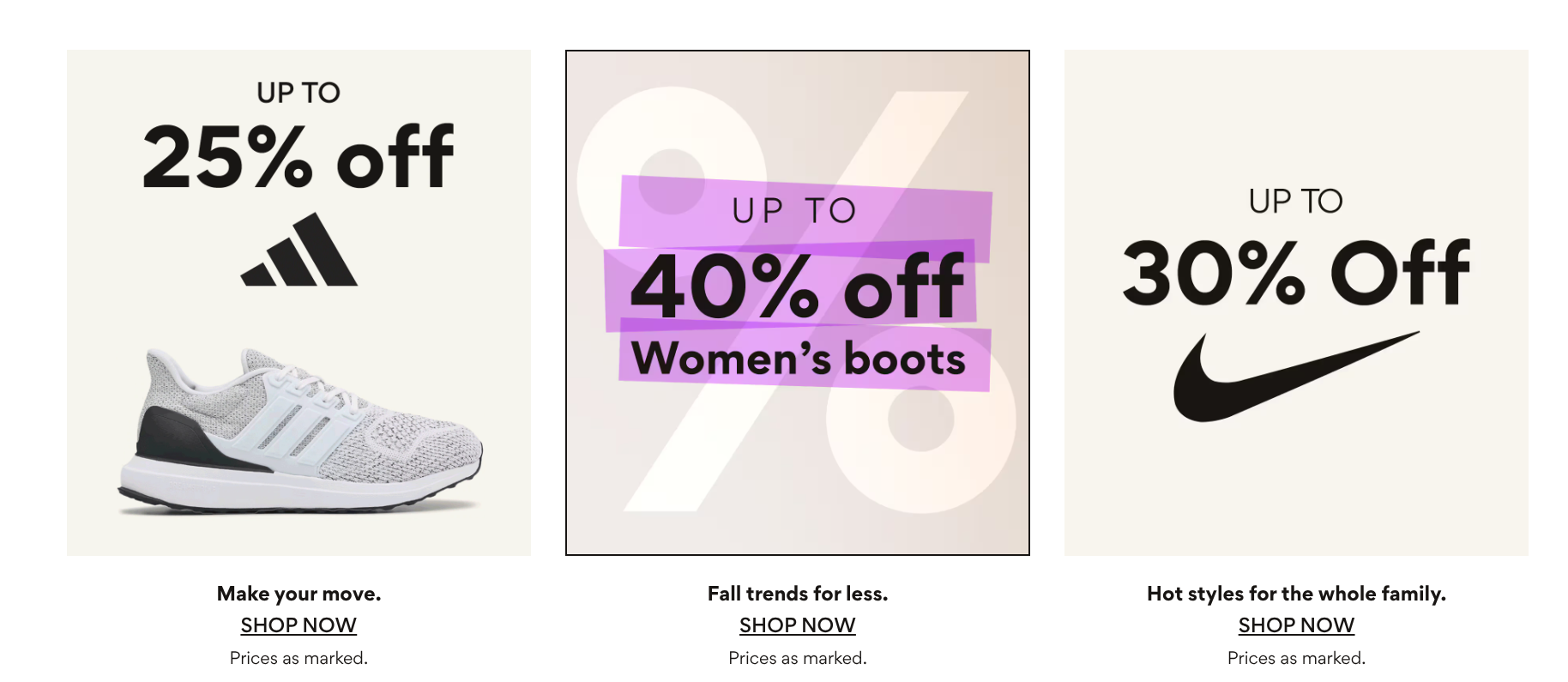 Famous Footwear Canada: up to 40% off Women’s Boots, up to 25% off Adidas + Clearance