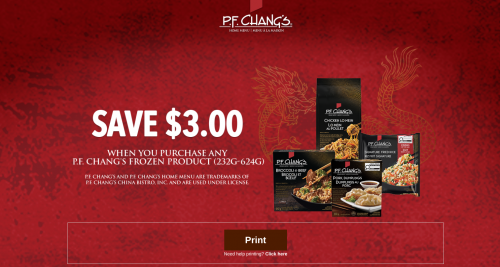 WebSaver Canada Coupons: Save $3 on P.F. Chang’s Frozen Products