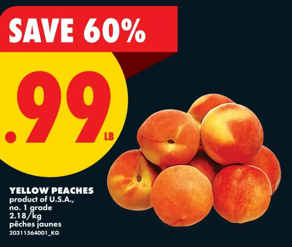 No Frills Ontario: Yellow Peaches 99 Cents Per Pound Until June 10th + More