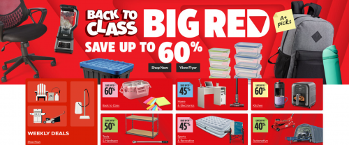 Canadian Tire: Back To Class Big Red Sale up to 60% off + Get $40 in CT Money When You Spend $200 Today Only