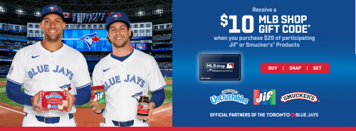 Smucker’s Canada Blue Jays Promo: Get A $10 MLB Shop Gift Code When You Purchase $20 or Jif or Smucker’s Products