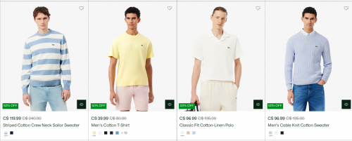 Lacoste Canada Semi-Annual Sale: Save up to 50% Off Select Styles