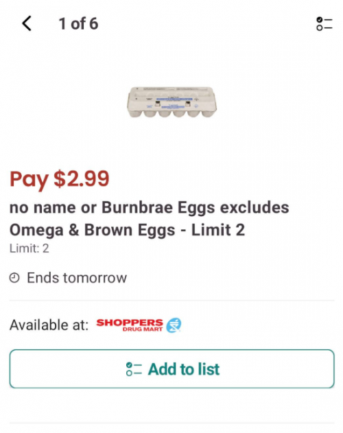 Shoppers Drug Mart Canada: Pay $2.99 For Eggs & $3.99 For Butter Until August the 19th