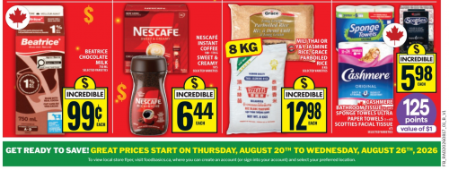 Food Basics Ontario: Scotties, Cashmere, and Sponge Towels $5.98 + 125 Points ($1) August 20th β 26th