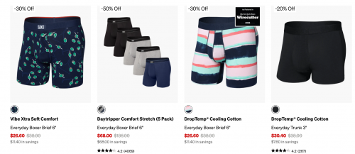 SAXX Underwear Canada: Swim Sale up to 30% off + Sale up to 50% off + Extra 20% off with Email Sign Up