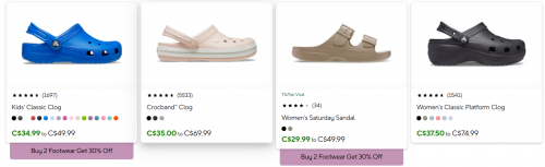 Crocs Canada: Sale up to 50% off + Buy 2 and Save 30% on Select Styles