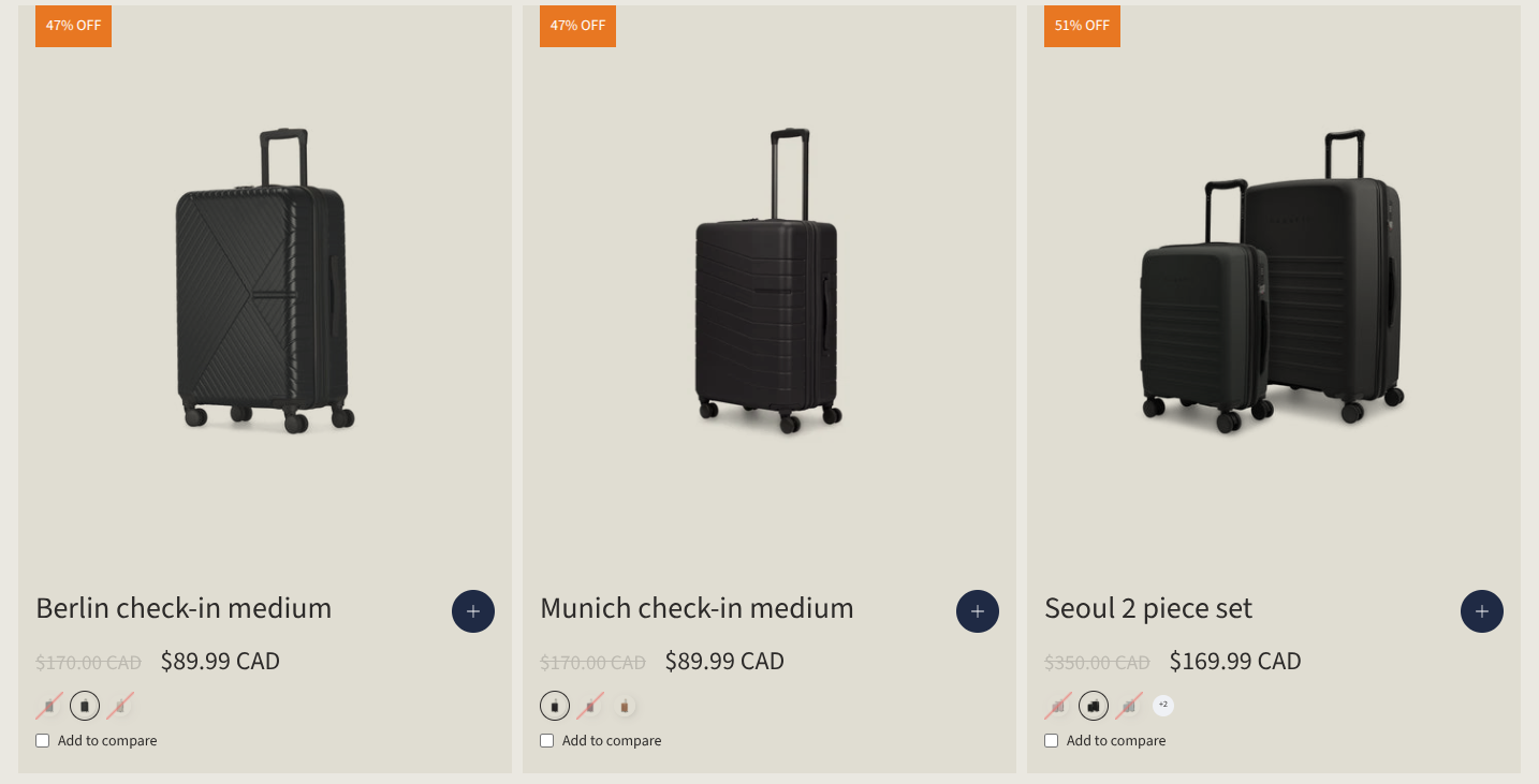 Bugatti Canada: Select Medium Size Luggage $89.99 + Sale up to 57% off