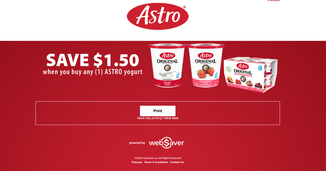 WebSaver Canada Coupons: Save $1.50 on Astro Yogurt