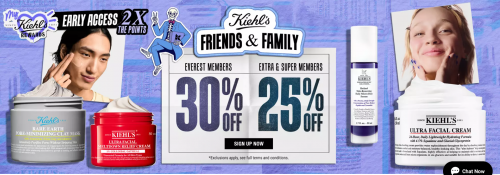 Kiehl’s Canada: Friends & Family Event up to 30% off + Free Gift with $130 Purchase + Last Chance up to 50% off
