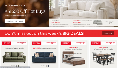 Ashley HomeStore Canada Fall Home Sale: up to $1650 off Hot Buys