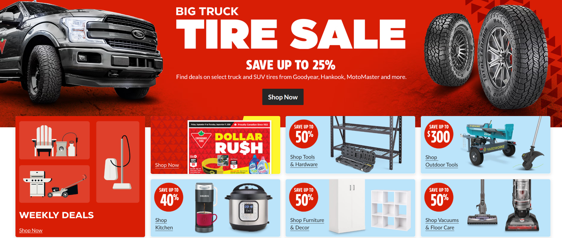 Canadian Tire: Big Truck Tire Sale up to 25% off + 30x Total CT Money Offer October 11th – 14th